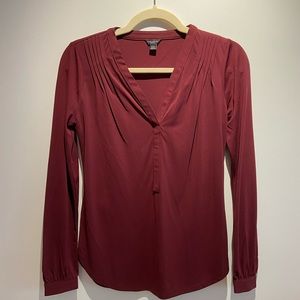 Maroon Ann Taylor Petite Blouse Shirt